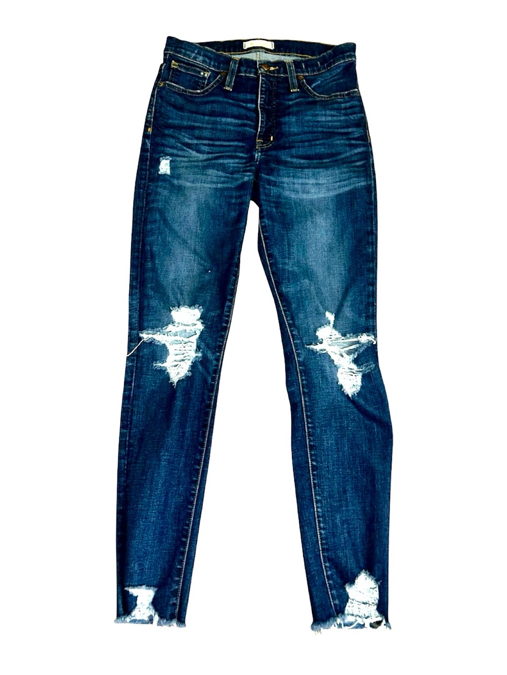 Madewell Dark Blue Ripped Skinny Jeans